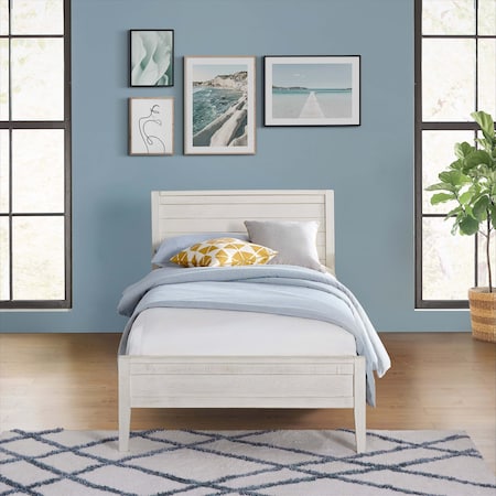 Alaterre Furniture Windsor Panel Wood Twin Bed, Driftwood White ANWI1131